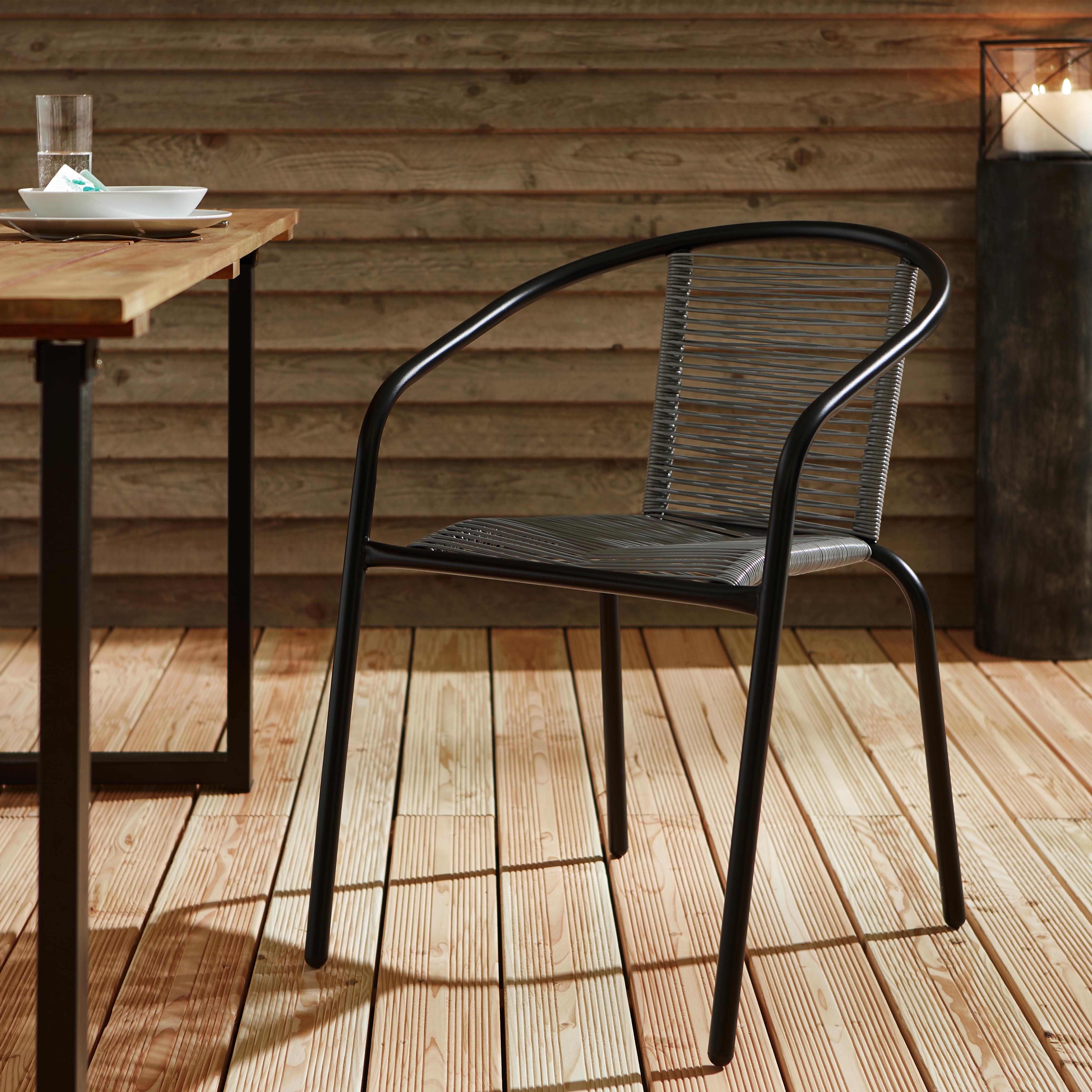 Stapelstuhl Bruna in Schwarz/Hellgrau - Hellgrau/Schwarz, MODERN, Kunststoff/Metall (52/76/55cm) - Bessagi Garden