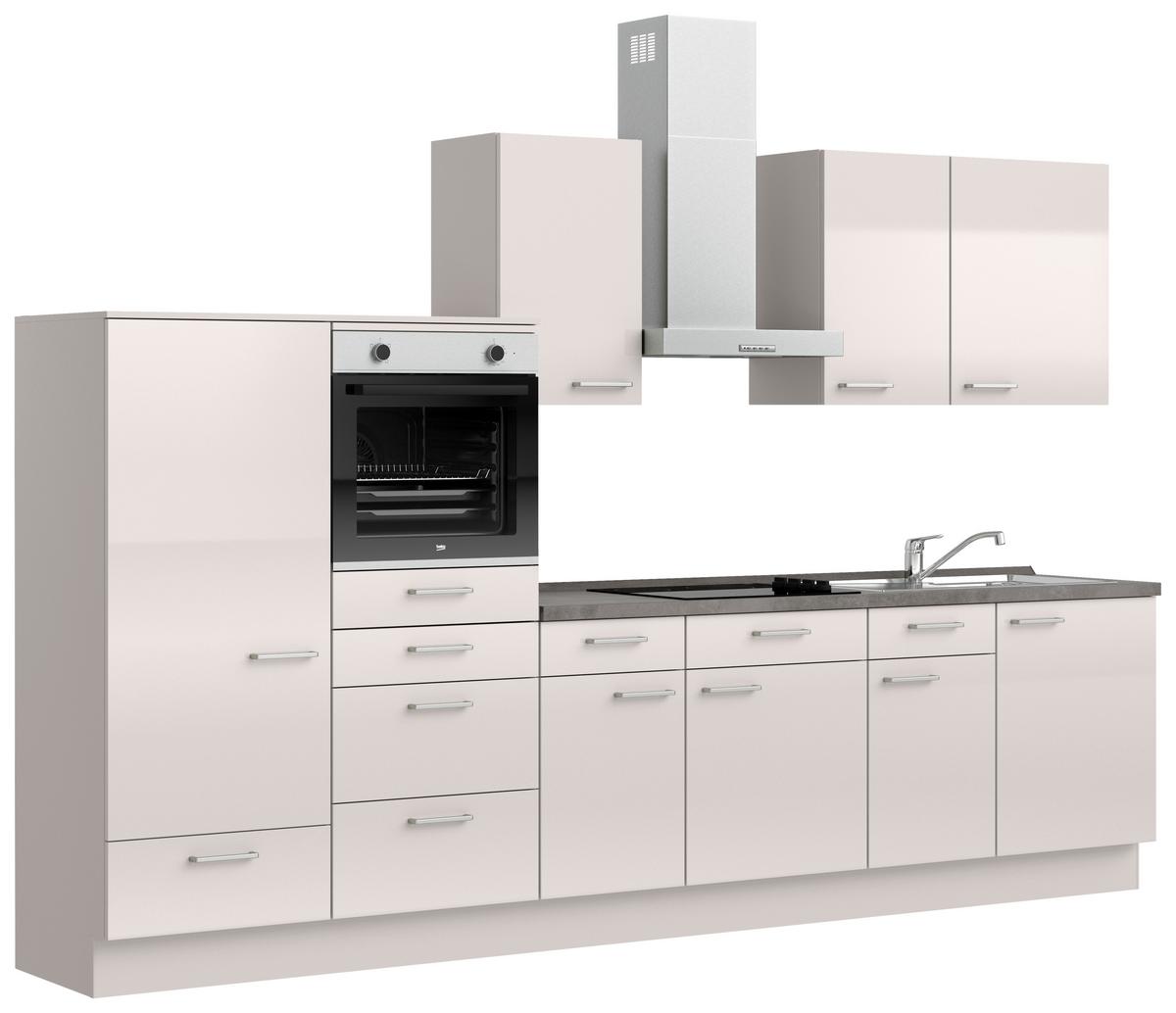 Küchenblock Flash Low m. Geräten Hellgrau - Schieferfarben/Edelstahlfarben, MODERN, Holzwerkstoff/Metall (330cm) - Nobilia