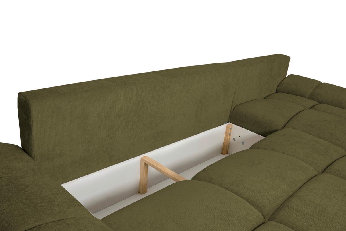 Kutna Garnitura Bonn - maslinasto zelena/crna, Moderno, tekstil/plastika (296/182cm)