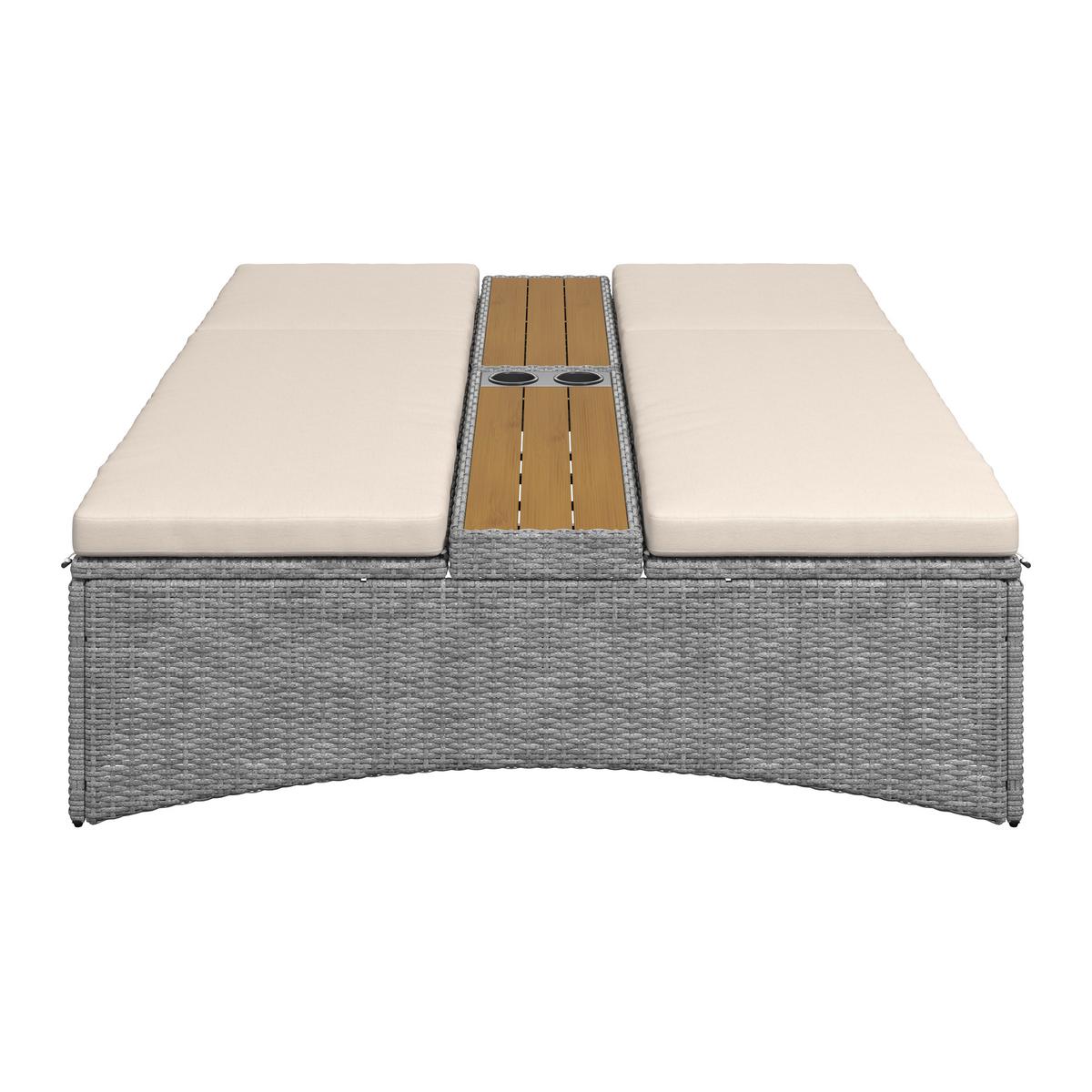 Gartenliege Monero Creme Holz/Metall/Kunststoff - Creme, MODERN, Holz/Kunststoff (203/155/150cm) - Bessagi Garden