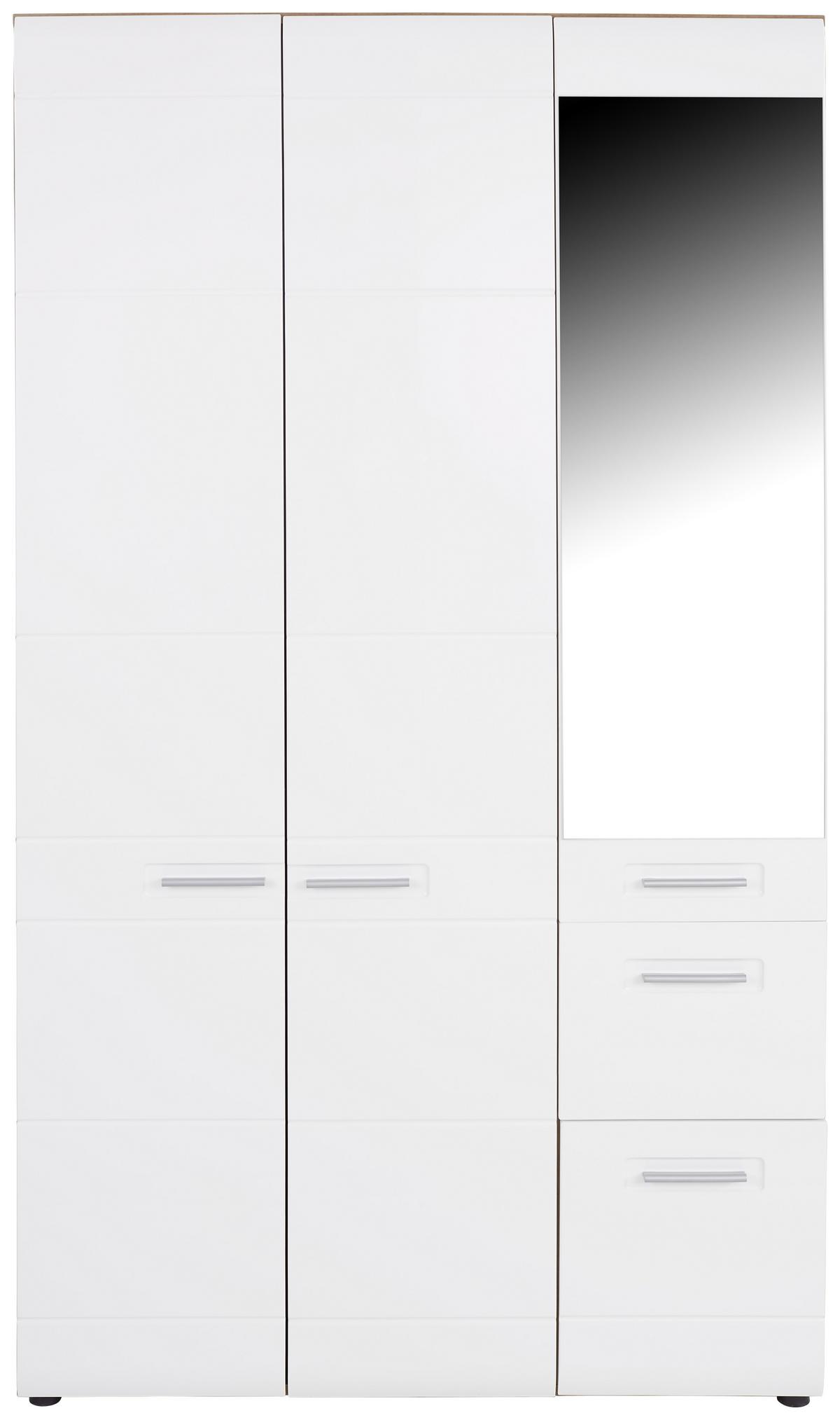 Ruhásszekrény 3 Ajtó 1 Tükör Avensis New - alumínium színű/tölgyfa, Konventionell, műanyag/faalapú anyag (120/205,7cm) - Luca Bessoni