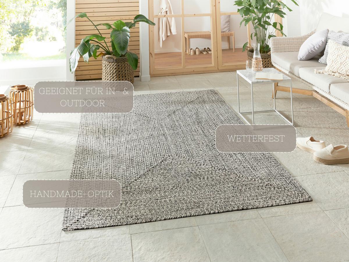 Outdoorteppich Trenzado Greige ca. 80x150cm - Greige/Multicolor, Design, Kunststoff (80/150cm)