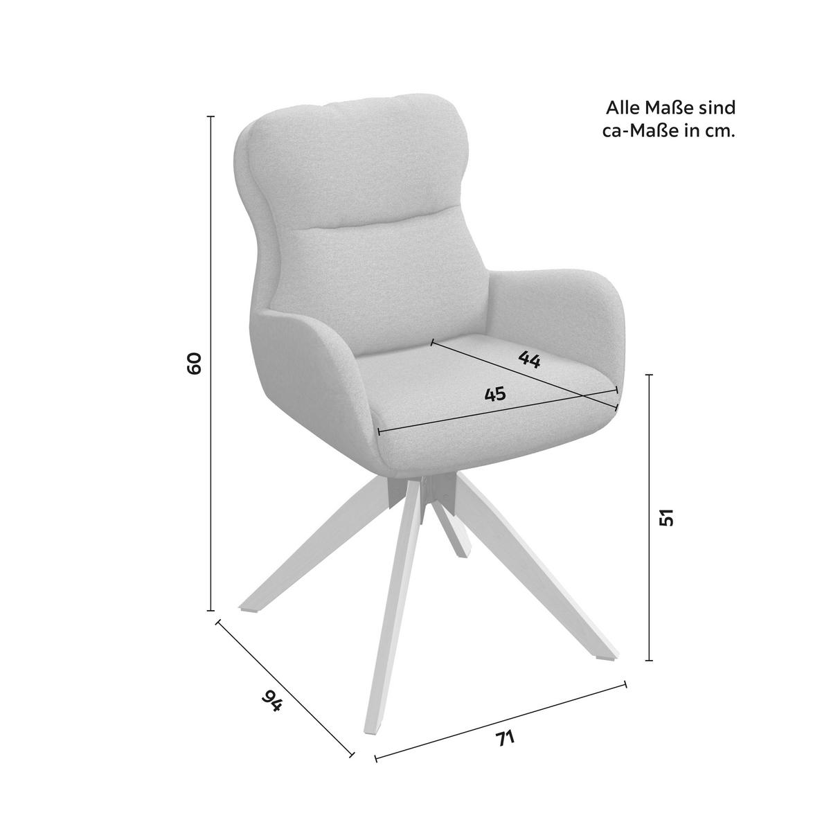 Armlehnstuhl Neelia Braun Webstoff Drehbar Gepolstert - Braun/Naturfarben, MODERN, Holz/Textil (59,5/93/69cm) - Bessagi Home