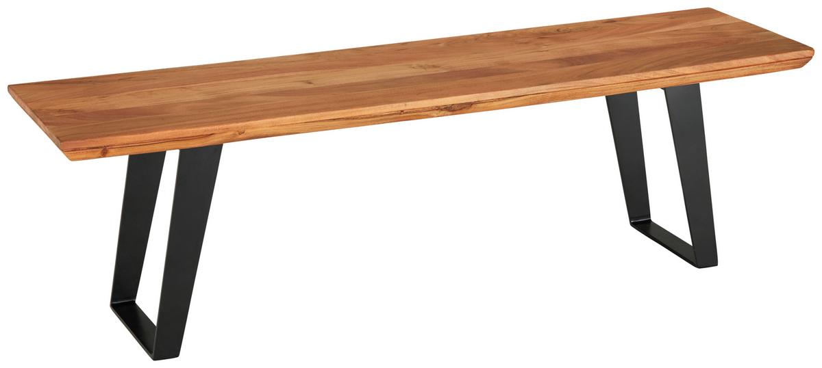Sitzbank Schwarz/Akazie - Schwarz/Akaziefarben, LIFESTYLE, Holz/Metall (150/45/38cm) - Zandiara