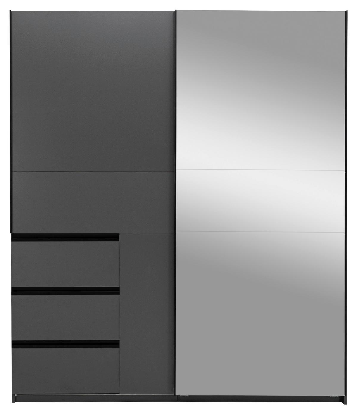 Omara Z Drsnimi Vrati Wilma, Barva Grafita - črna/barve grafita, Moderno, kovina/leseni material (175/210/61,5cm) - P & B
