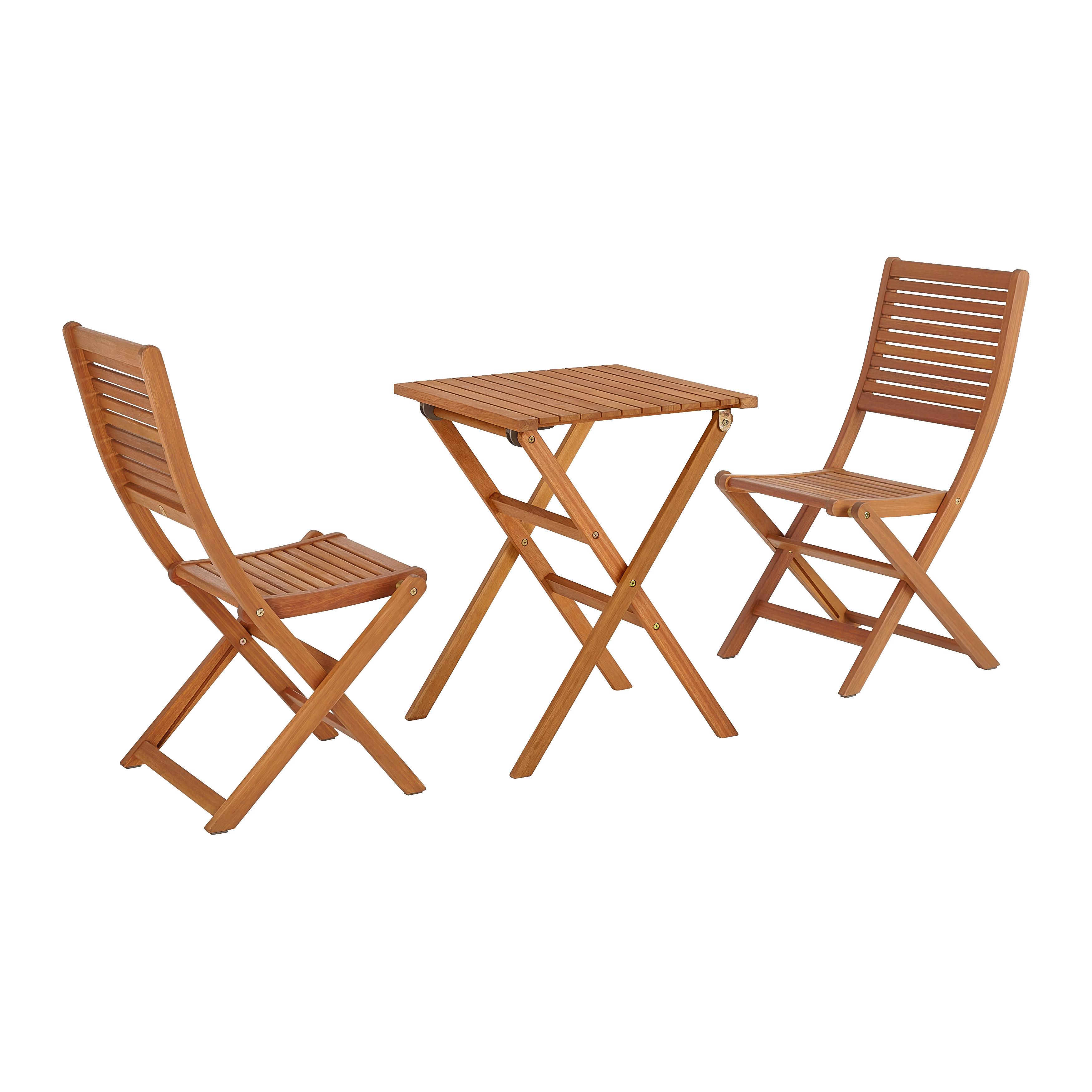Balkonset Stacy aus Eukalyptusholz - Teakfarben, Natur, Holz - Zandiara