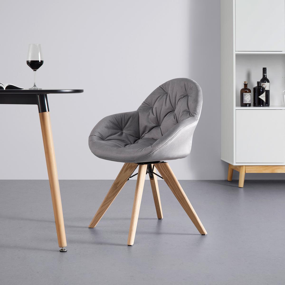 KRZESŁO Z PODŁOKIETNIKAMI LORE - kolor bukowy/jasnoszary, Modern, metal/drewno (59/84/60cm) - Bessagi Home