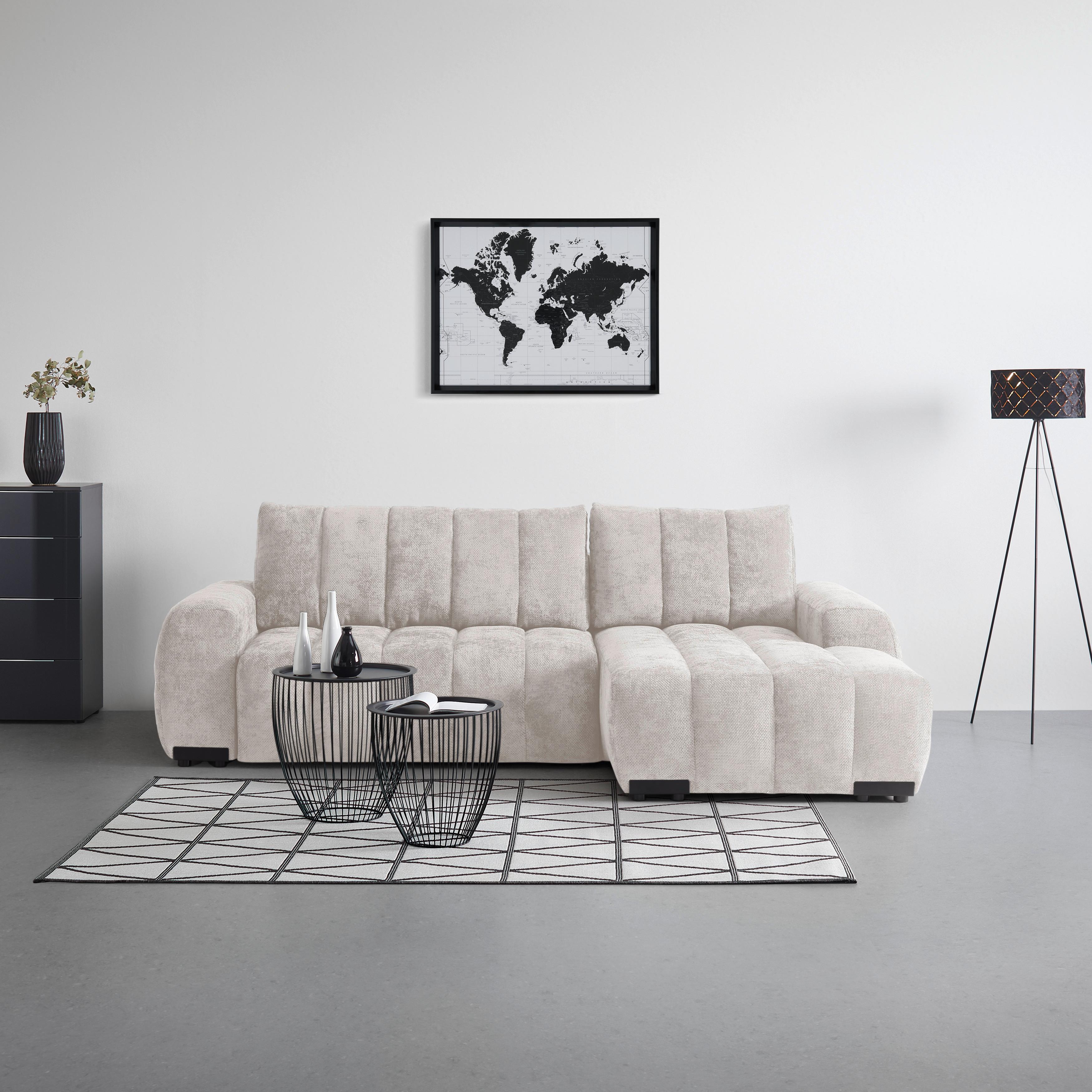 Wohnlandschaft Bolonia Beige - Schwarz Hochglanz/Beige, MODERN, Textil/Metall (273/93/166cm) - Mömax