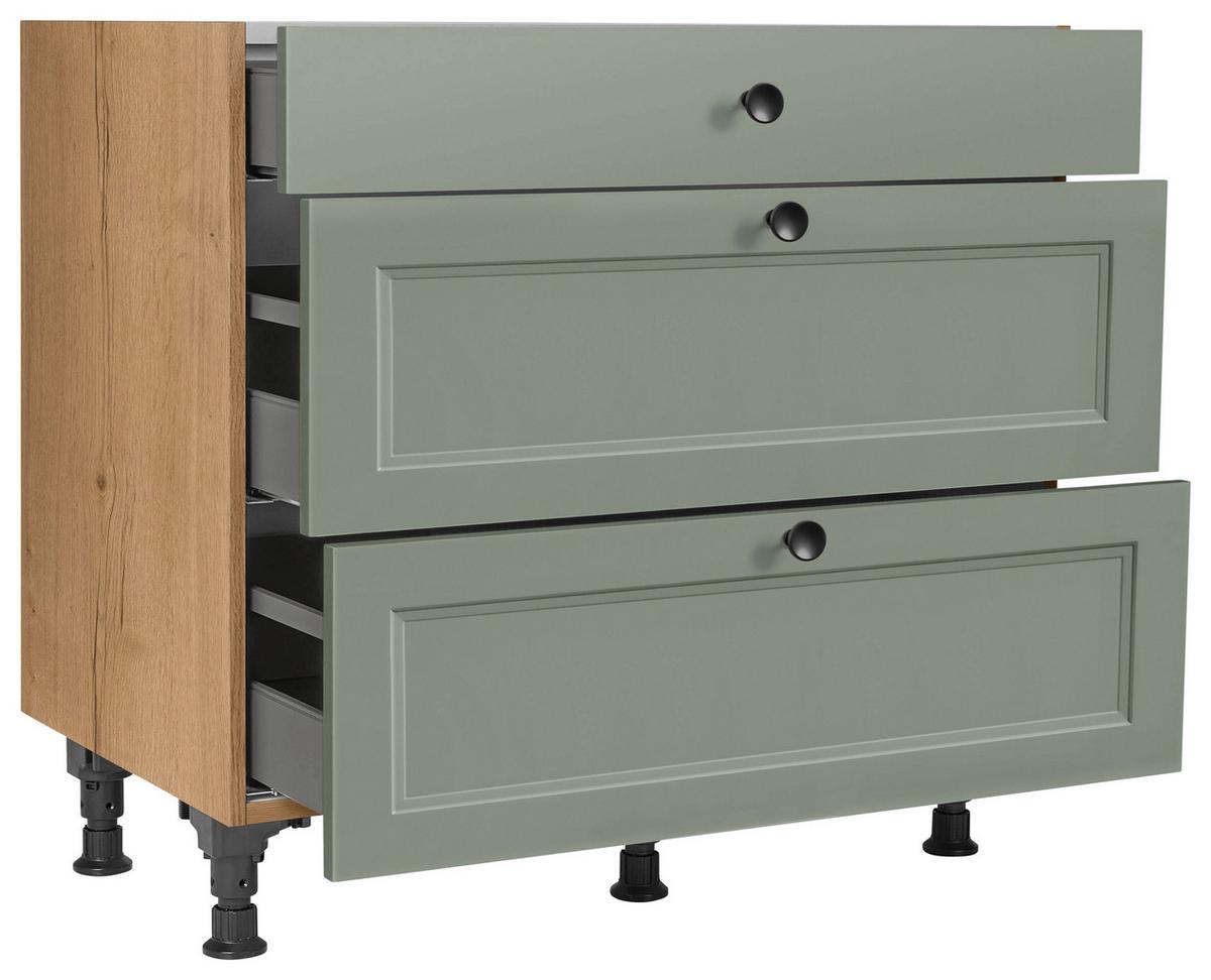 Schubkastenunterschrank Cascada Grün - Eichefarben/Schwarz, MODERN, Holzwerkstoff/Metall (90/87/56cm) - Nobilia