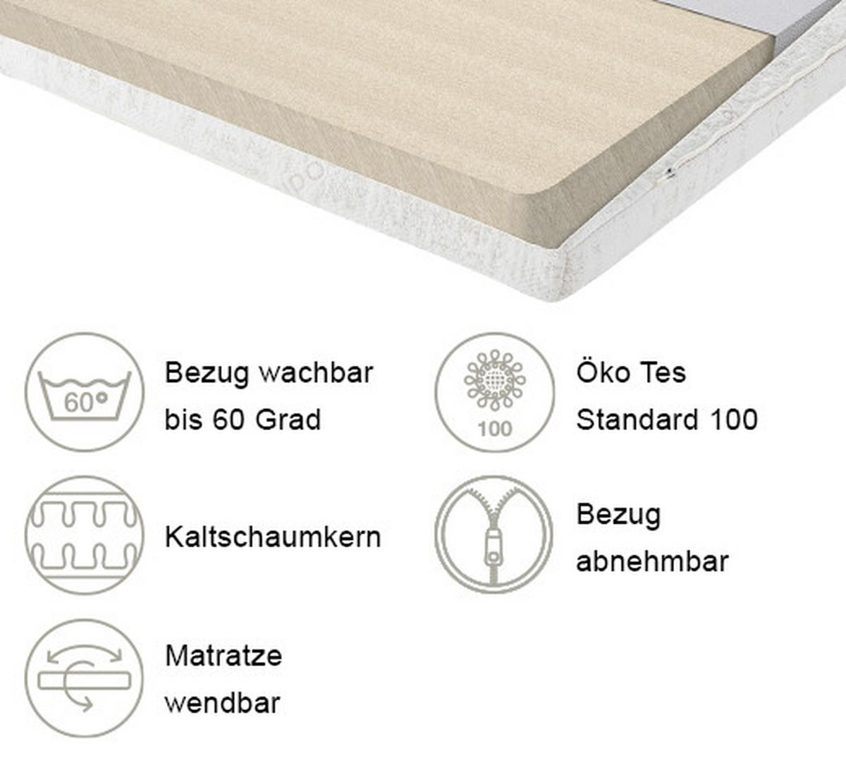 Faltmatratze Kaltschaum H2 ca. 80x200cm - Beige, Basics, Textil (80/200cm) - Yatas