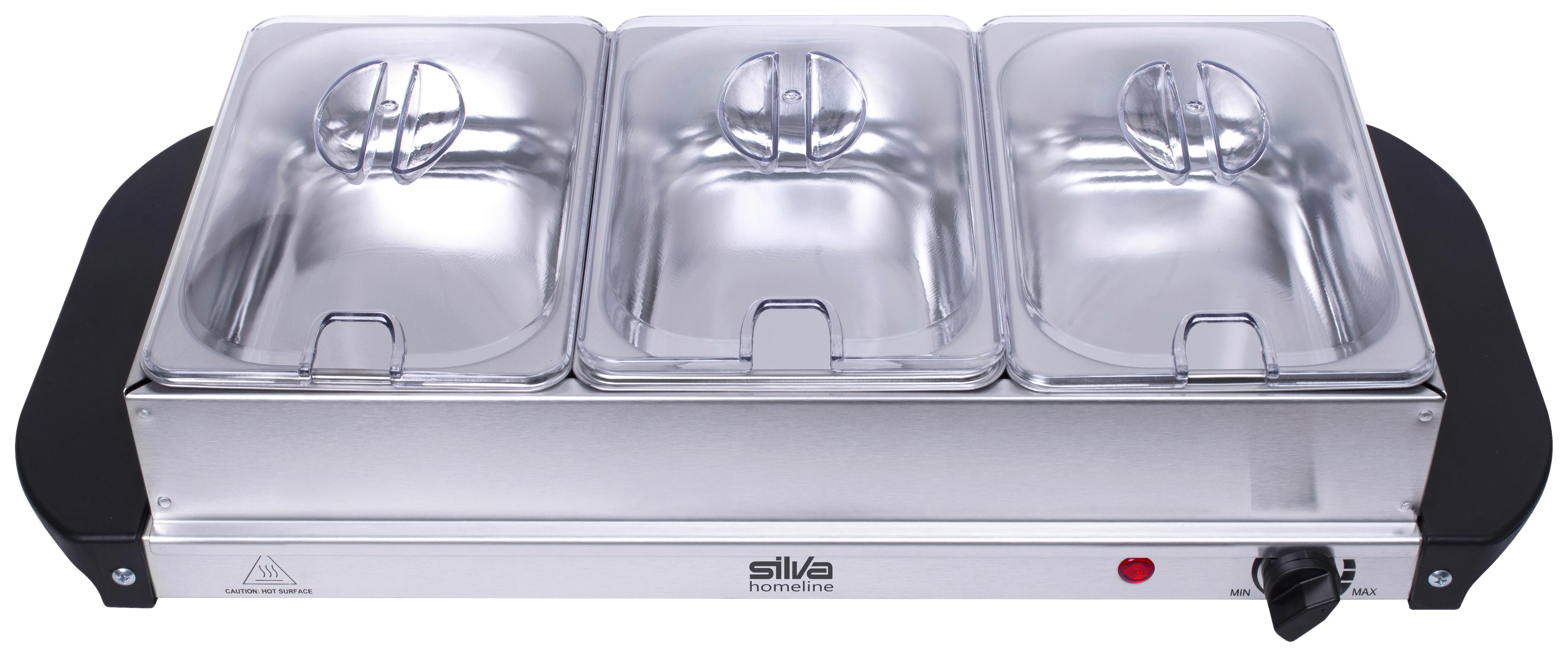 PODGRZEWACZ BUFETOWY BEMAR - kolor stalowy/czarny, Trend, tworzywo sztuczne/metal (54,7/14/26,3cm) - Silva Schneider