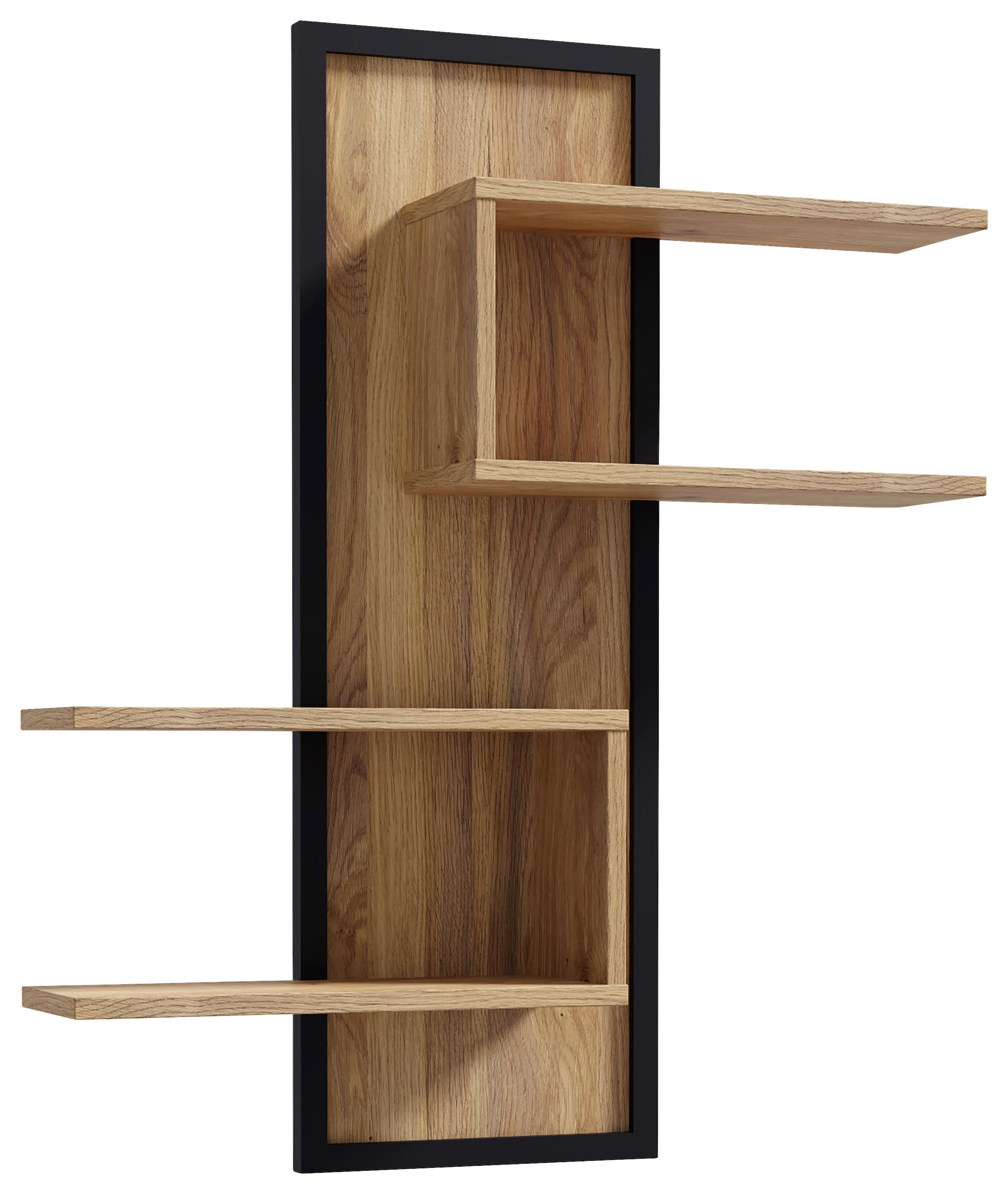 Poliță de perete JYTANA - culoare lemn stejar/negru, Modern, material pe bază de lemn (102,6/122,5/21,9cm) - Premium Living