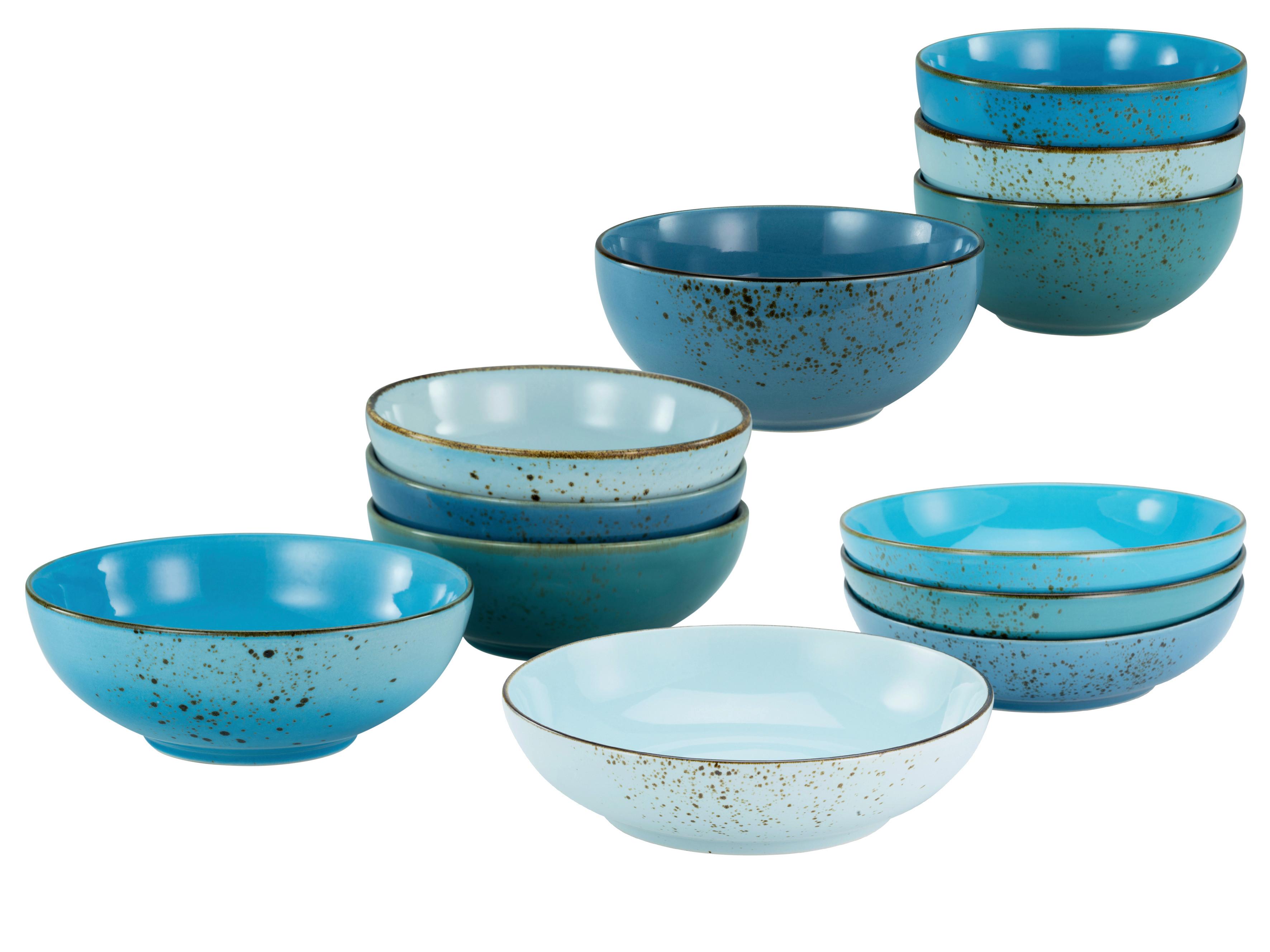 Set Posod Aqua, 12-Delni - modra, Basics, keramika - Creatable