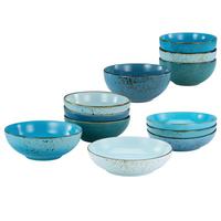 Set Posod Aqua, 12-Delni - modra, Basics, keramika - Creatable