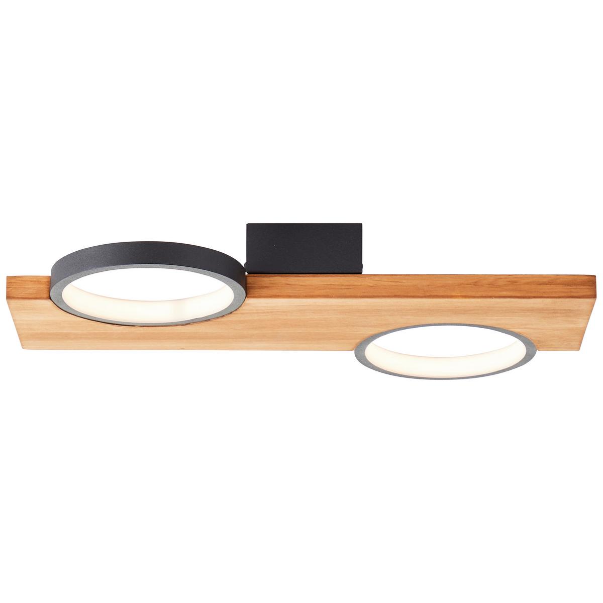 LED-Deckenleuchte Cheesy Schwarz/Hellbraun max. 14 Watt - Hellbraun/Schwarz, Natur, Holz/Metall (5,2/40/25cm) - Brilliant