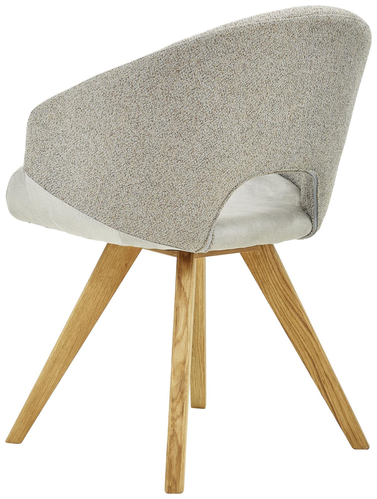 KRZESŁO Z PODŁOKIETNIKAMI RINCON - kolor dębowy/kremowy, Design, tkanina/drewno (58/83/59cm) - Linea Natura
