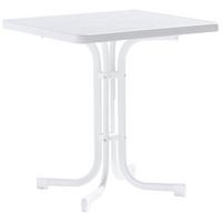 Gartentisch Weiß wetterfest Tischplatte aus mecalit®-PRO - Weiß, MODERN, Holzwerkstoff/Metall (70/70/72cm) - Sieger