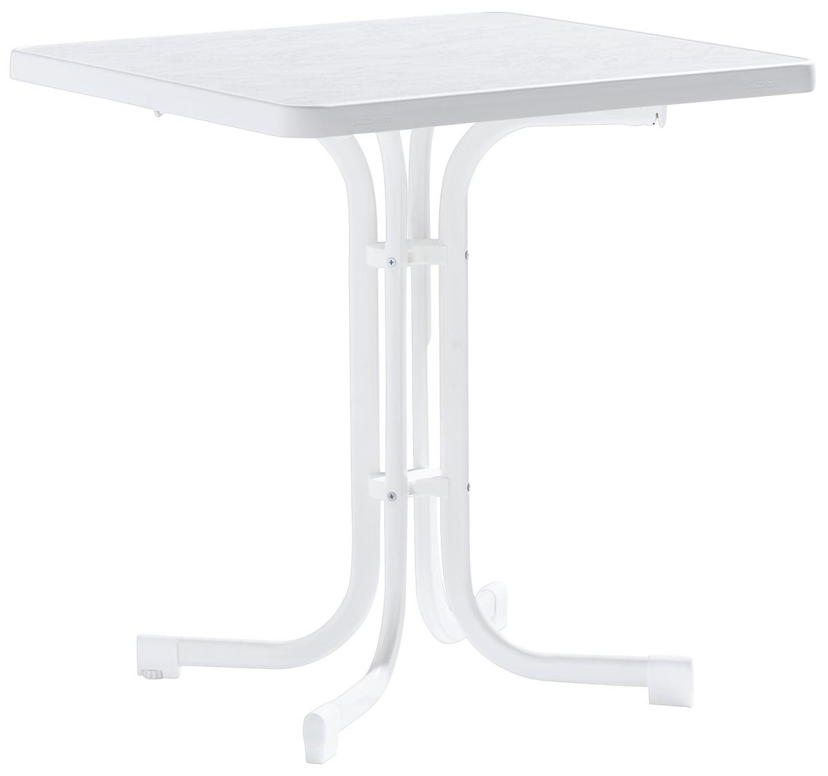 Gartentisch Weiß wetterfest Tischplatte aus mecalit®-PRO - Weiß, MODERN, Holzwerkstoff/Metall (70/70/72cm) - Sieger