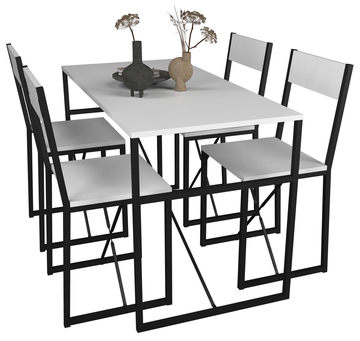 TABLE INSASI L - noir/blanc, Design, métal/matériau de bois (120/52,7/84,7cm) - MID.YOU