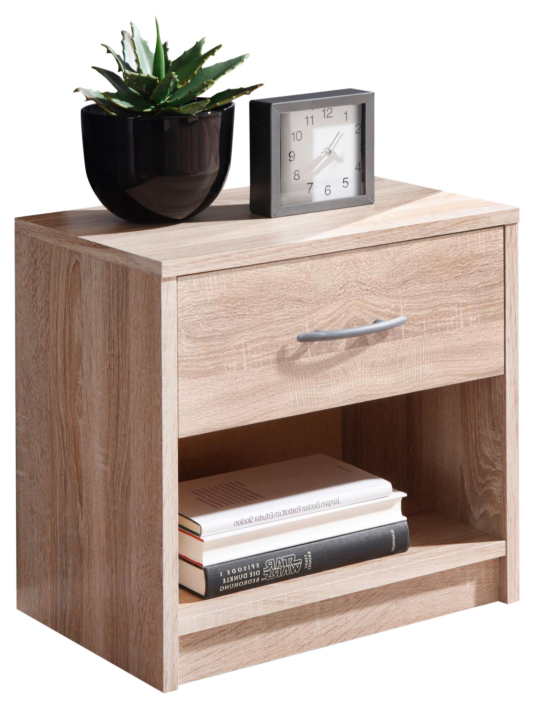Nachtkästchen Fair Eichefarben - Eichefarben/Silberfarben, KONVENTIONELL, Holzwerkstoff/Kunststoff (39/41/28cm) - Based