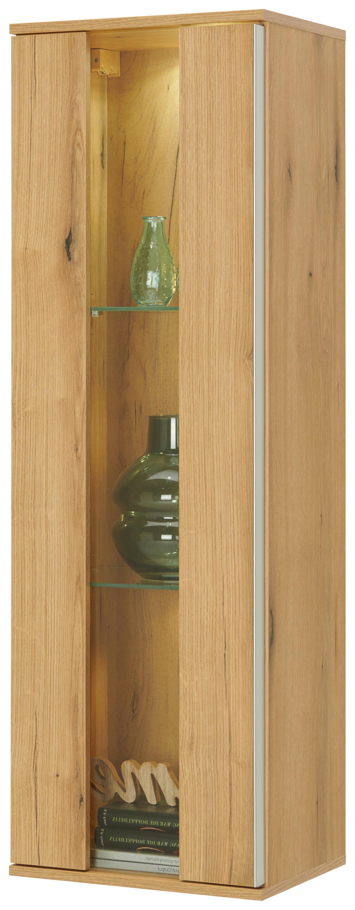 Viseča Vitrina Power, Barva Hrasta - barve hrasta/prozorno, Moderno, umetna masa/steklo (42,2/129,8/32cm) - Mömax