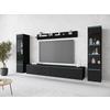 Wohnwand Vera 4-tlg. ca. 240x130 cm Schwarz - Schwarz/Graphitfarben, Design, Glas/Holzwerkstoff (240/130/33cm) - P & B