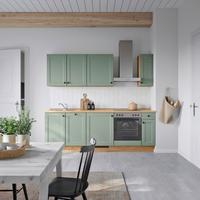 Küchenblock Cascada Low m. Geräten Schilfgrün - Schilfgrün/Eichefarben, MODERN, Holzwerkstoff/Metall (240cm) - Nobilia