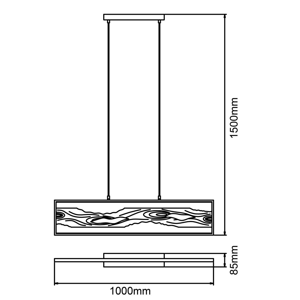 LED-Hängeleuchte Chaumont Braun/Schwarz max. 17 Watt - Schwarz/Braun, Natur, Holz/Metall (150/20/100cm) - Brilliant