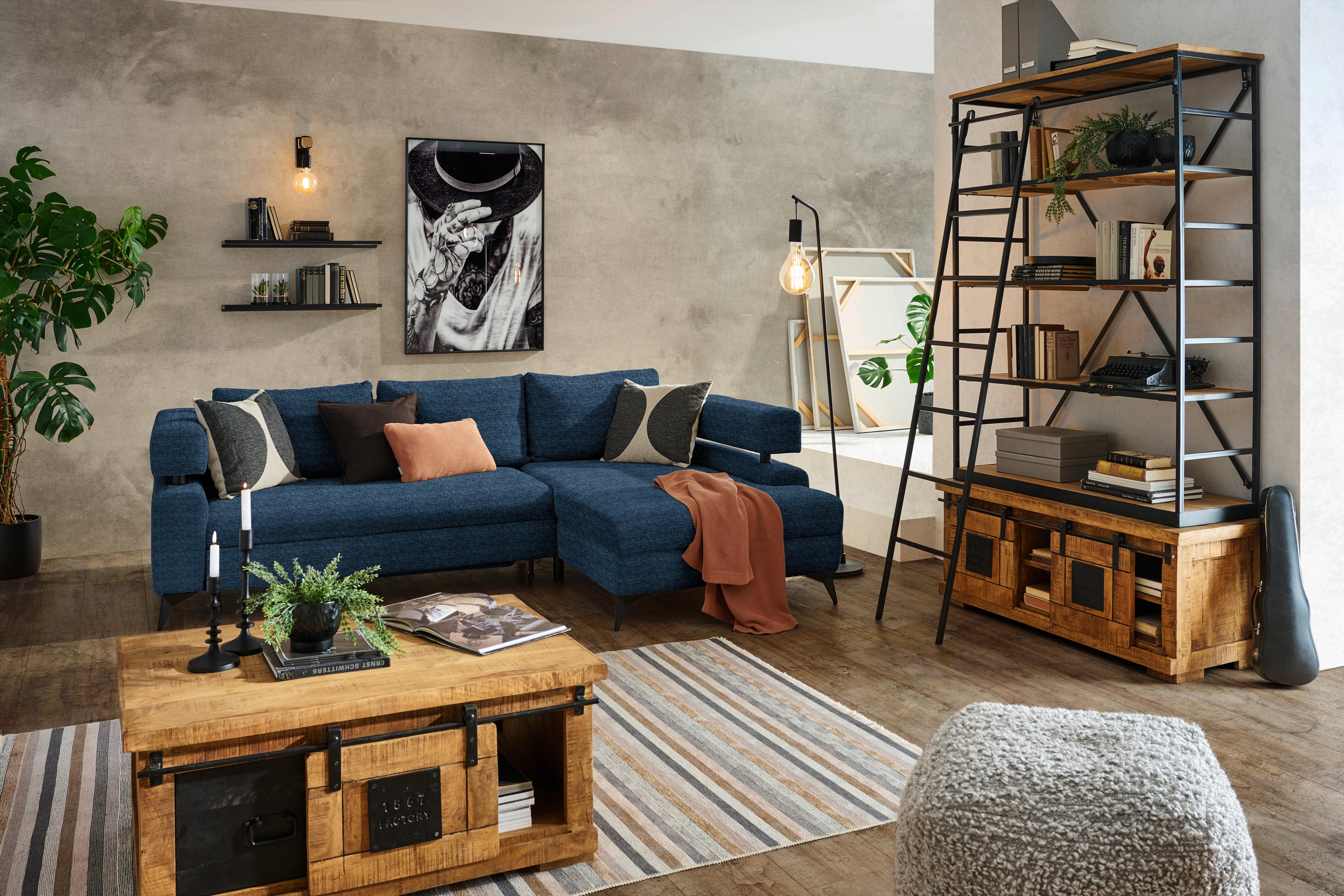 Kutna Garnitura Rosalie - tamno plava/crna, Konvencionalno, tekstil/metal (265/184cm) - Modern Living