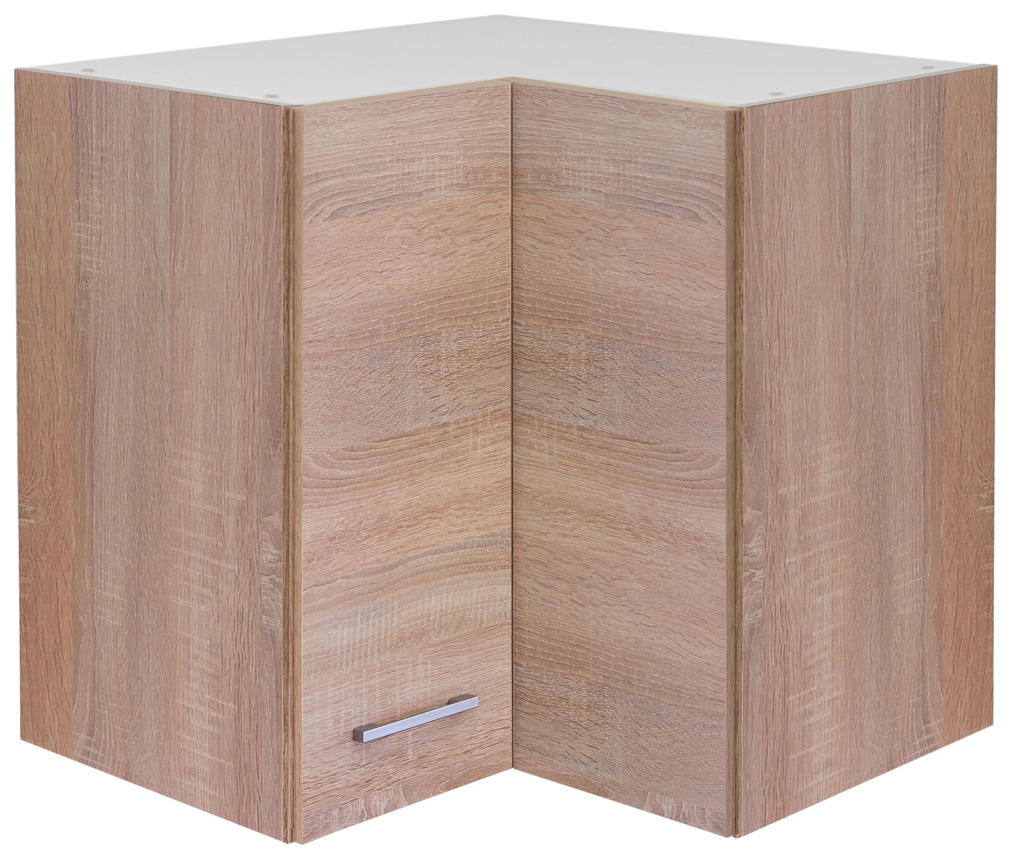 Kotna Zgornja Omarica Samoa, Barva Hrasta - bela/barve aluminija, Konvencionalno, umetna masa/leseni material (60/54,8/32cm)