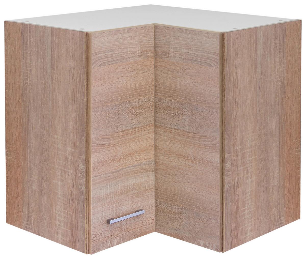 Kotna Zgornja Omarica Samoa, Barva Hrasta - bela/barve aluminija, Konvencionalno, umetna masa/leseni material (60/54,8/32cm)