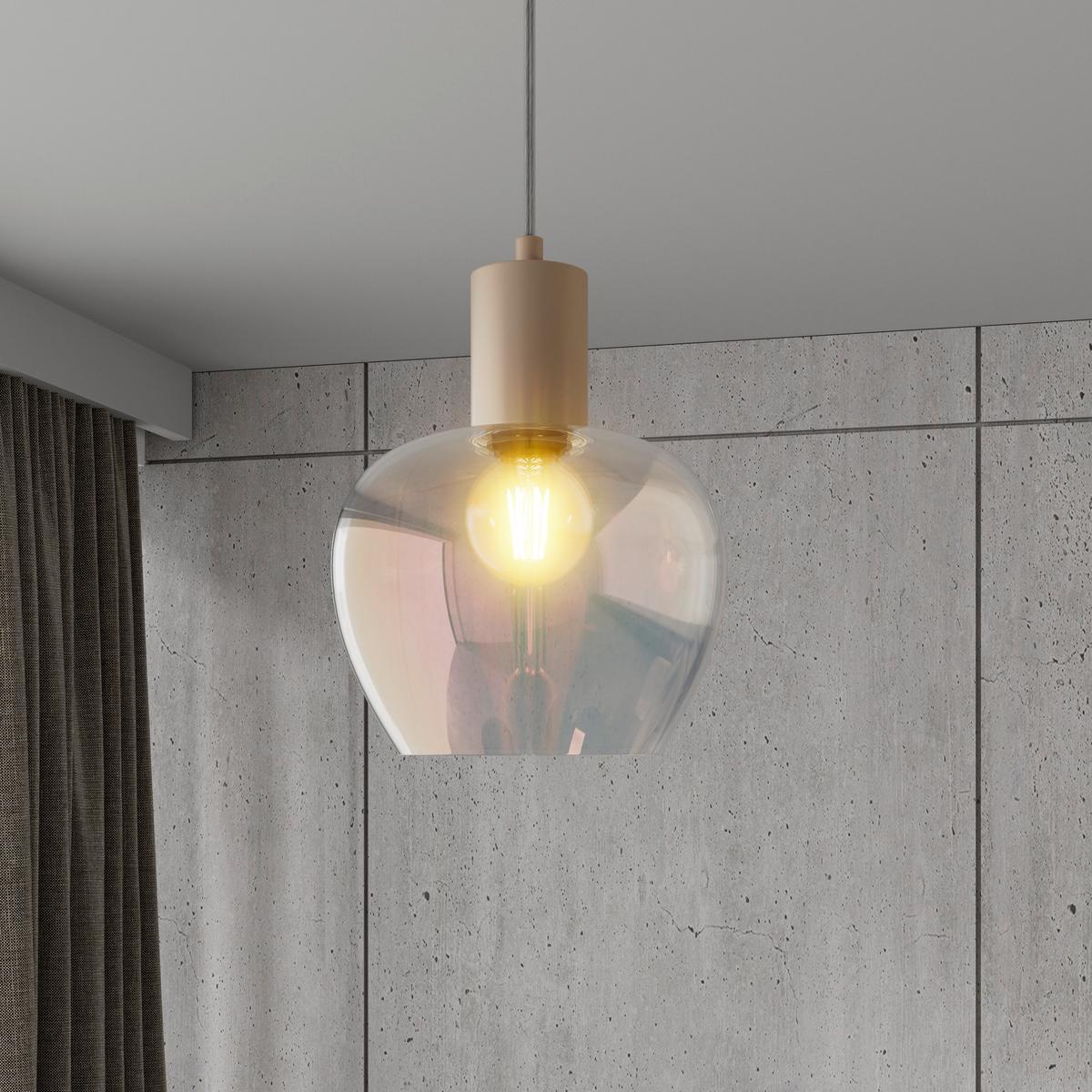 Hängeleuchte Reni Champagnerfarben max.120 Watt - Champagner/Transparent, MODERN, Glas/Kunststoff (86/18/120cm)