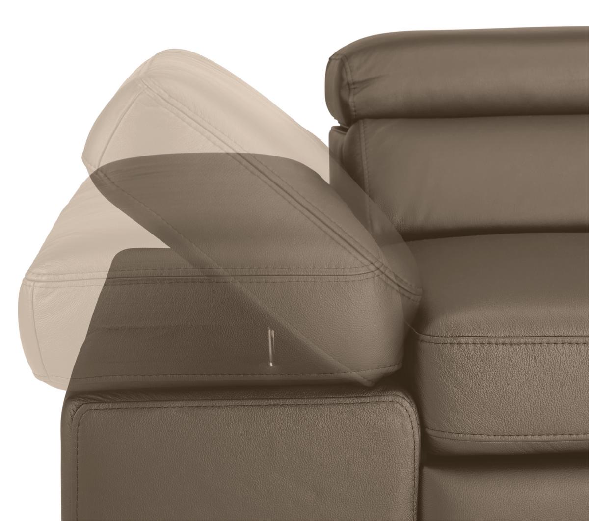 Wohnlandschaft Carmen rechts Haselnussfarben - Haselnussfarben/Schwarz, MODERN, Leder/Holz (292/72/226cm) - Premium Living