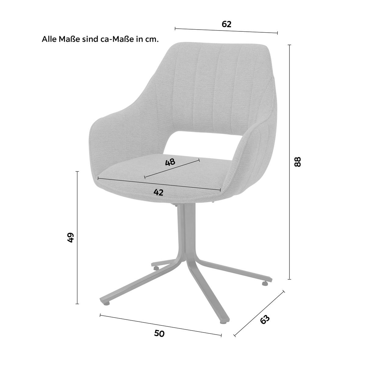 Armlehnstuhl Bacares in Anthrazit - Anthrazit/Schwarz, MODERN, Textil/Metall (62/88/63cm) - Premium Living