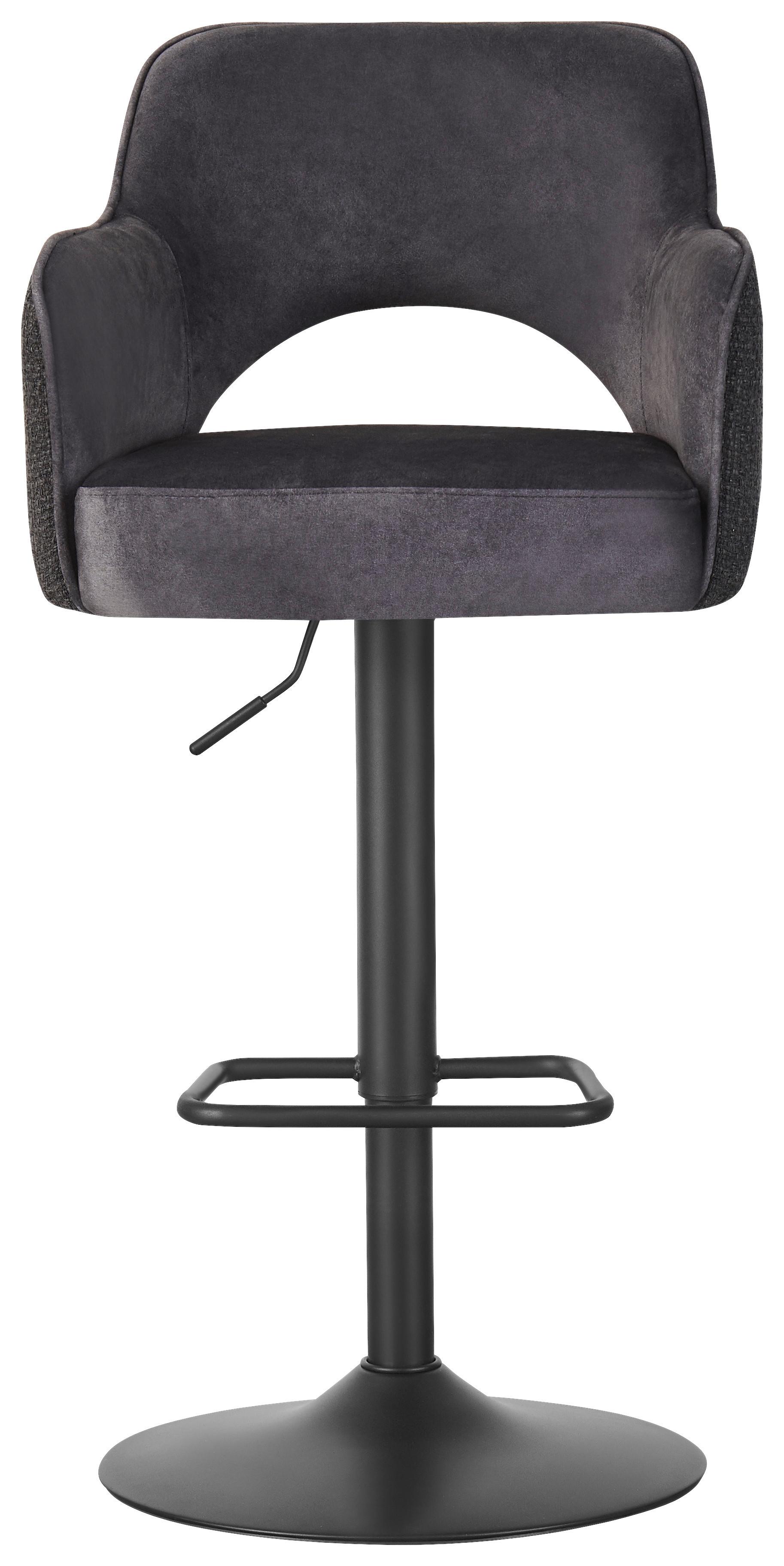 Barhocker Aria Schwarz - Schwarz, LIFESTYLE, Textil/Metall (53/97-118/52cm) - Mömax