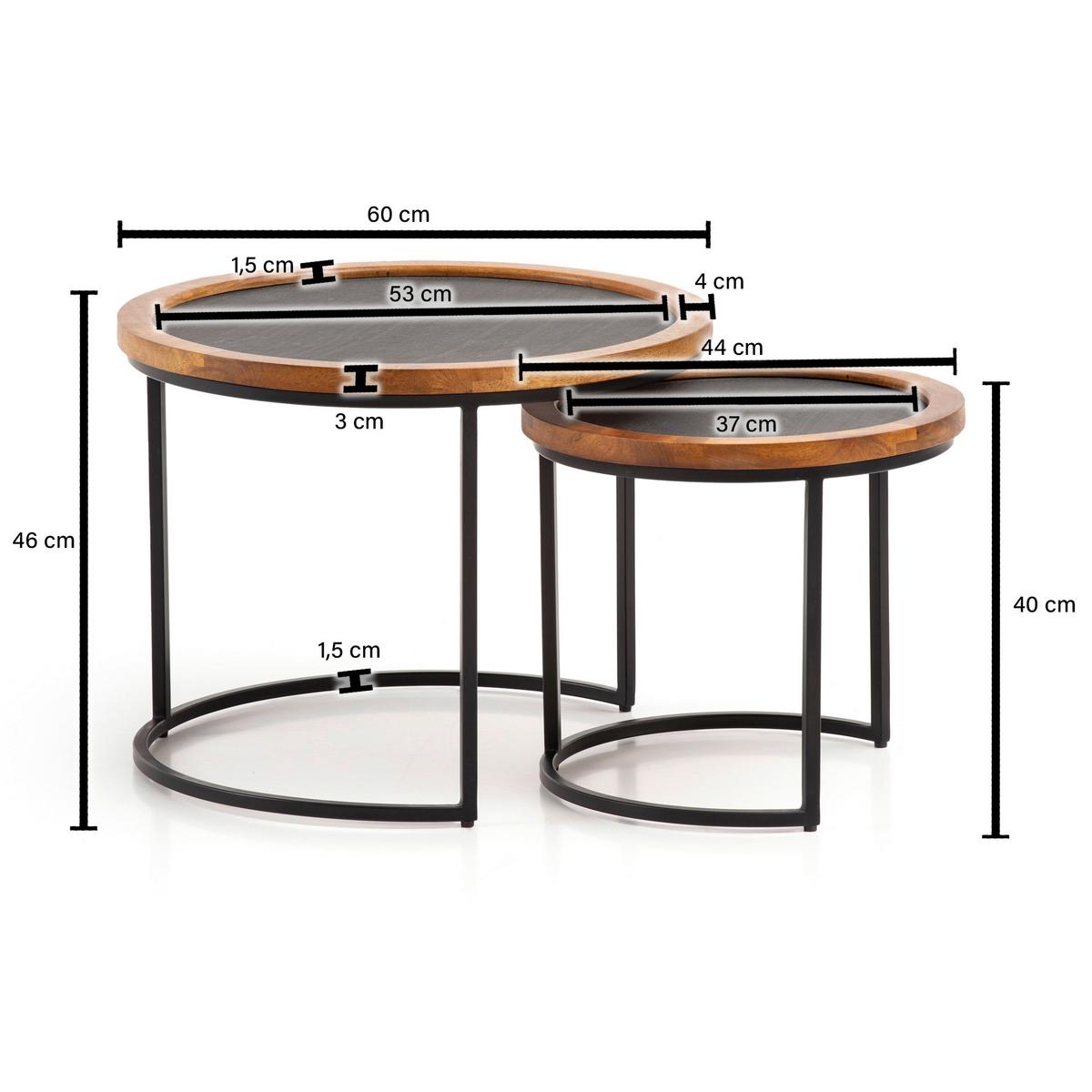 COUCHTISCHSET WL6.778 - Schwarz/Braun, Design, Holz/Kunststoff (60/60/46cm) - MID.YOU