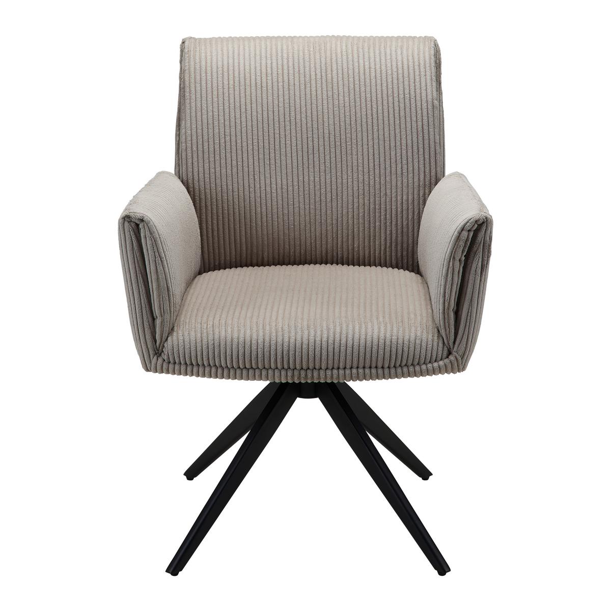 Armlehnstuhl Rosalia Hellgrau Cord Drehbar Gepolstert - Taupe/Hellgrau, MODERN, Holz/Textil (65/87,5/61,5cm) - Bessagi Home