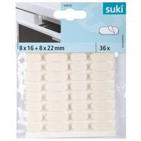 Öntapadós Ajtóütköző 36db - fehér, műanyag (1,6 + 2,2/0,8/0,4cm) - Suki