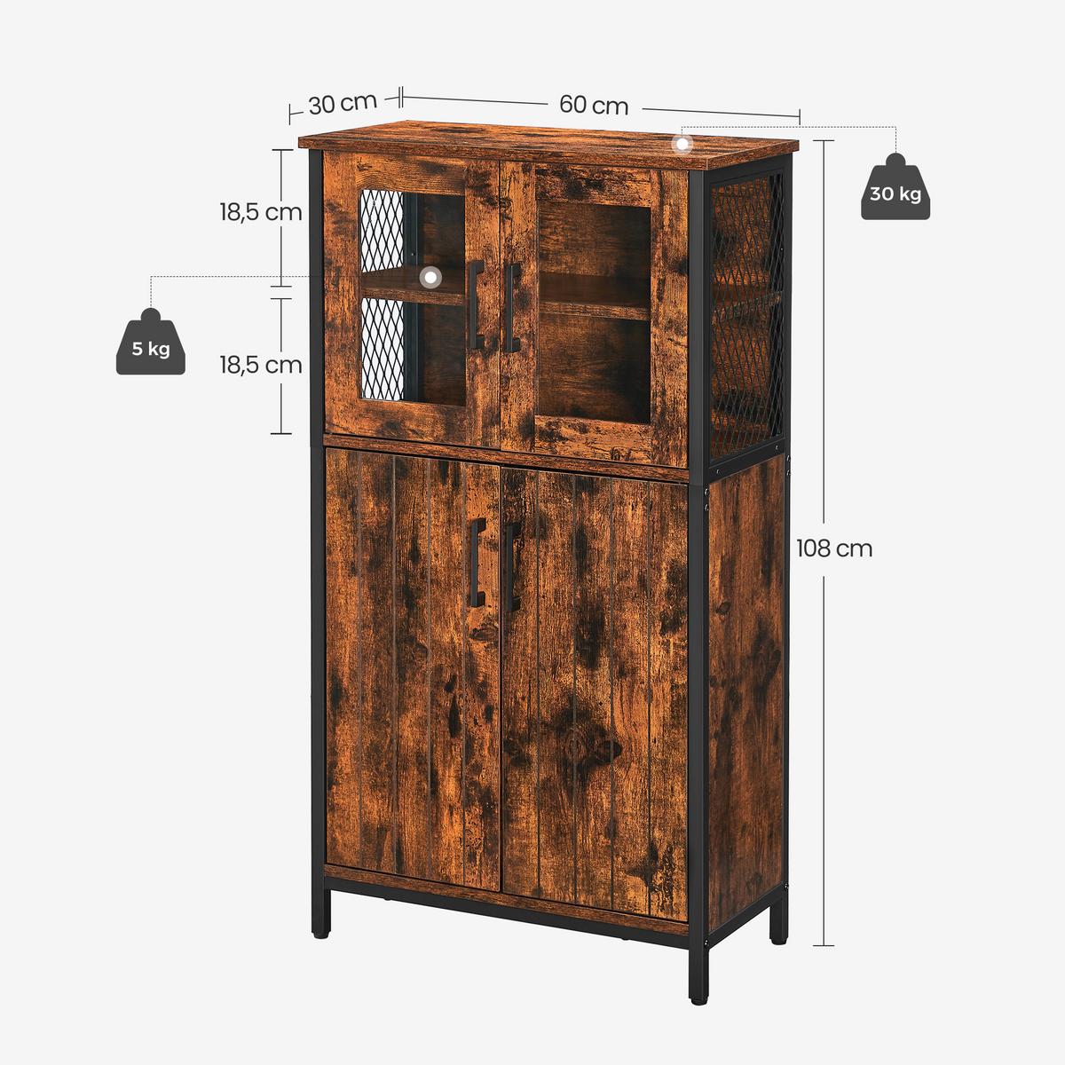 Highboard in Schwarz, Dunkelbraun ca. 60x108x30 cm - Dunkelbraun/Schwarz, Trend, Holzwerkstoff (60/108/30cm) - MID.YOU