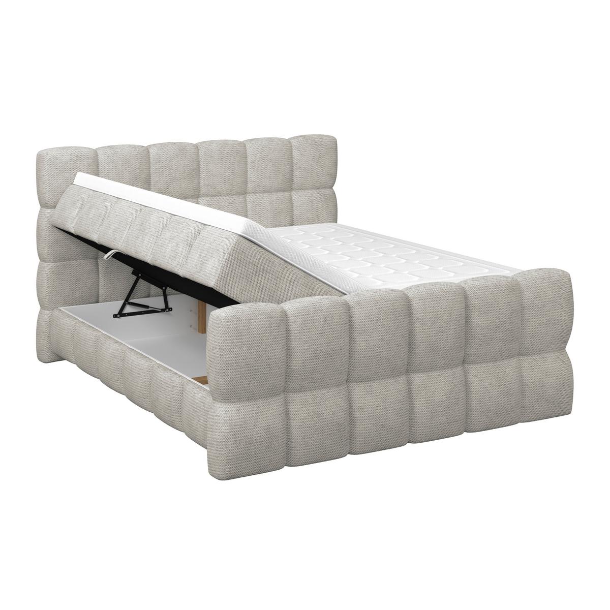 Postelja Boxspring Brisbane, Ekru Barva, 180x200 - črna/ekru, Trend, umetna masa/tekstil (180/200cm) - Premium Living