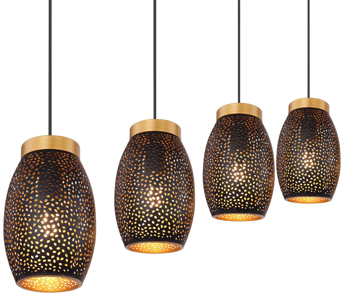 LAMPA WISZĄCA PIBER - czarny/kolor złoty, Design, tworzywo sztuczne/metal (90/15/120cm) - Novel