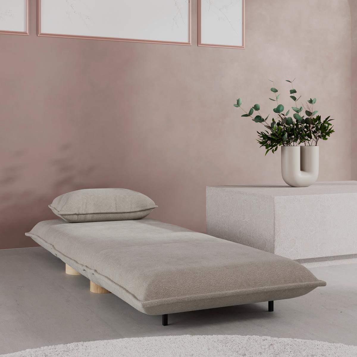 Schlafsessel Bella Bouclé Beige - Beige/Naturfarben, MODERN, Holz/Textil (83/41/63cm) - Bessagi Home