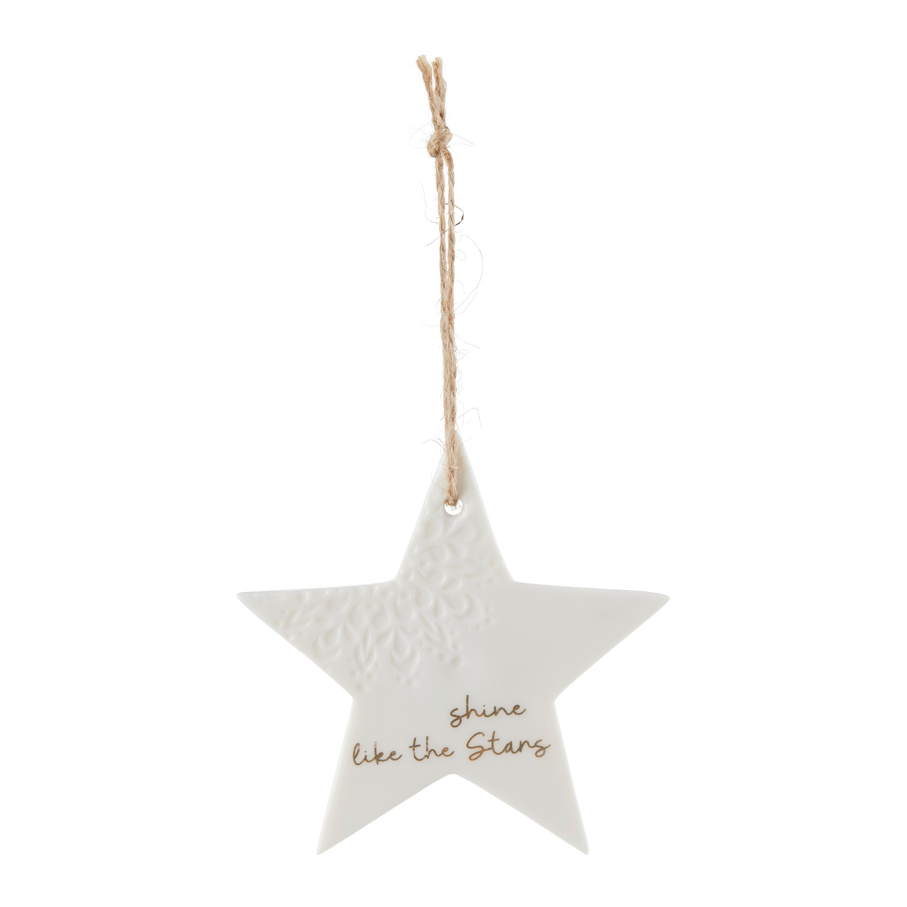 Függődísz Frieda - fehér, Konventionell, textil/kerámia (9,8/9,8/0,5cm) - Modern Living