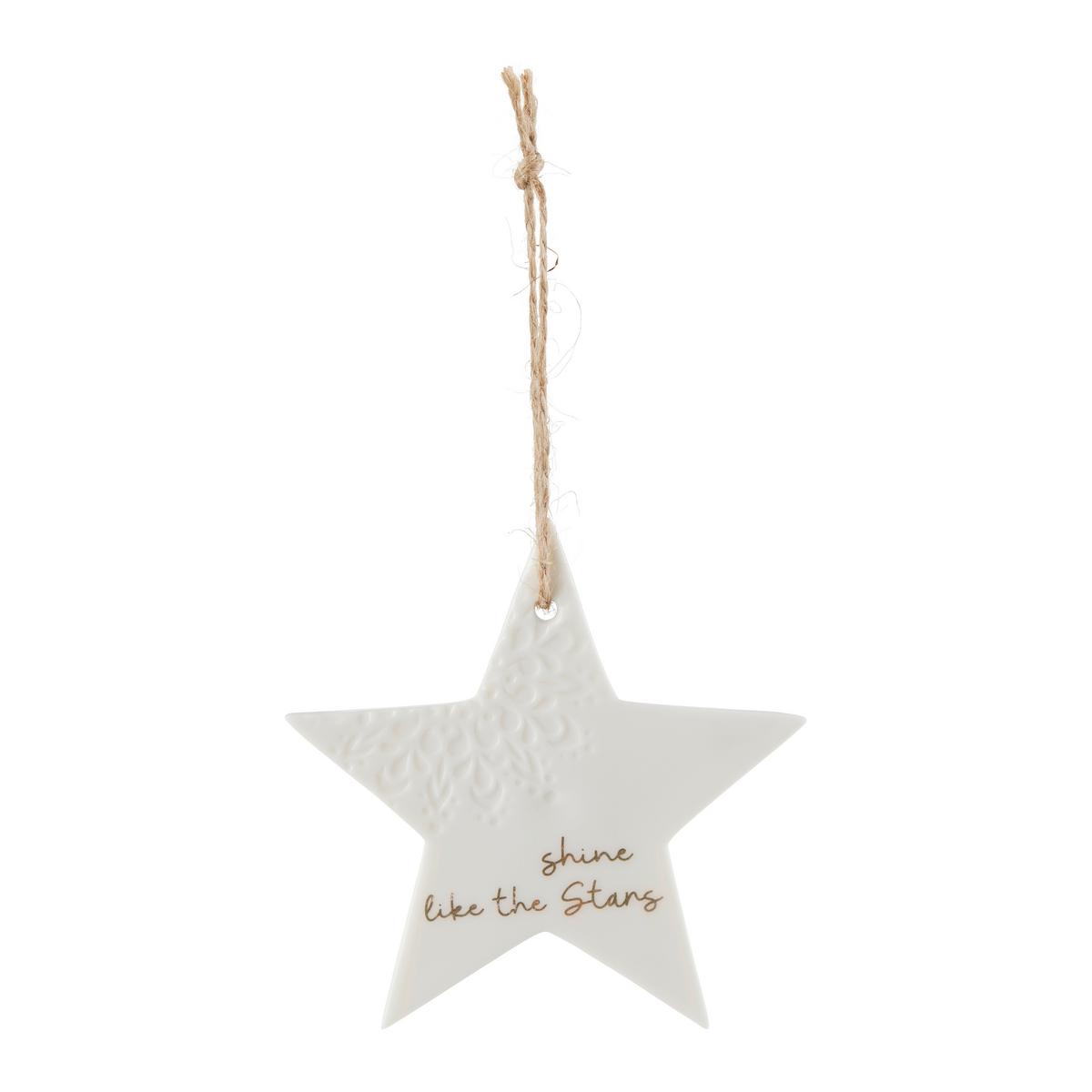 Függődísz Frieda - fehér, Konventionell, textil/kerámia (9,8/9,8/0,5cm) - Modern Living