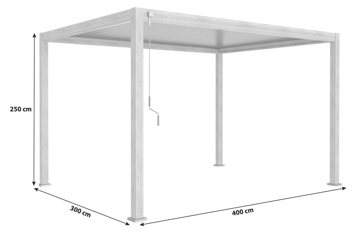 Pergola Mirador Deluxe ca. 400x300 cm Alu Holzoptik - Anthrazit, MODERN, Metall (400/250/300cm) - Gardenson