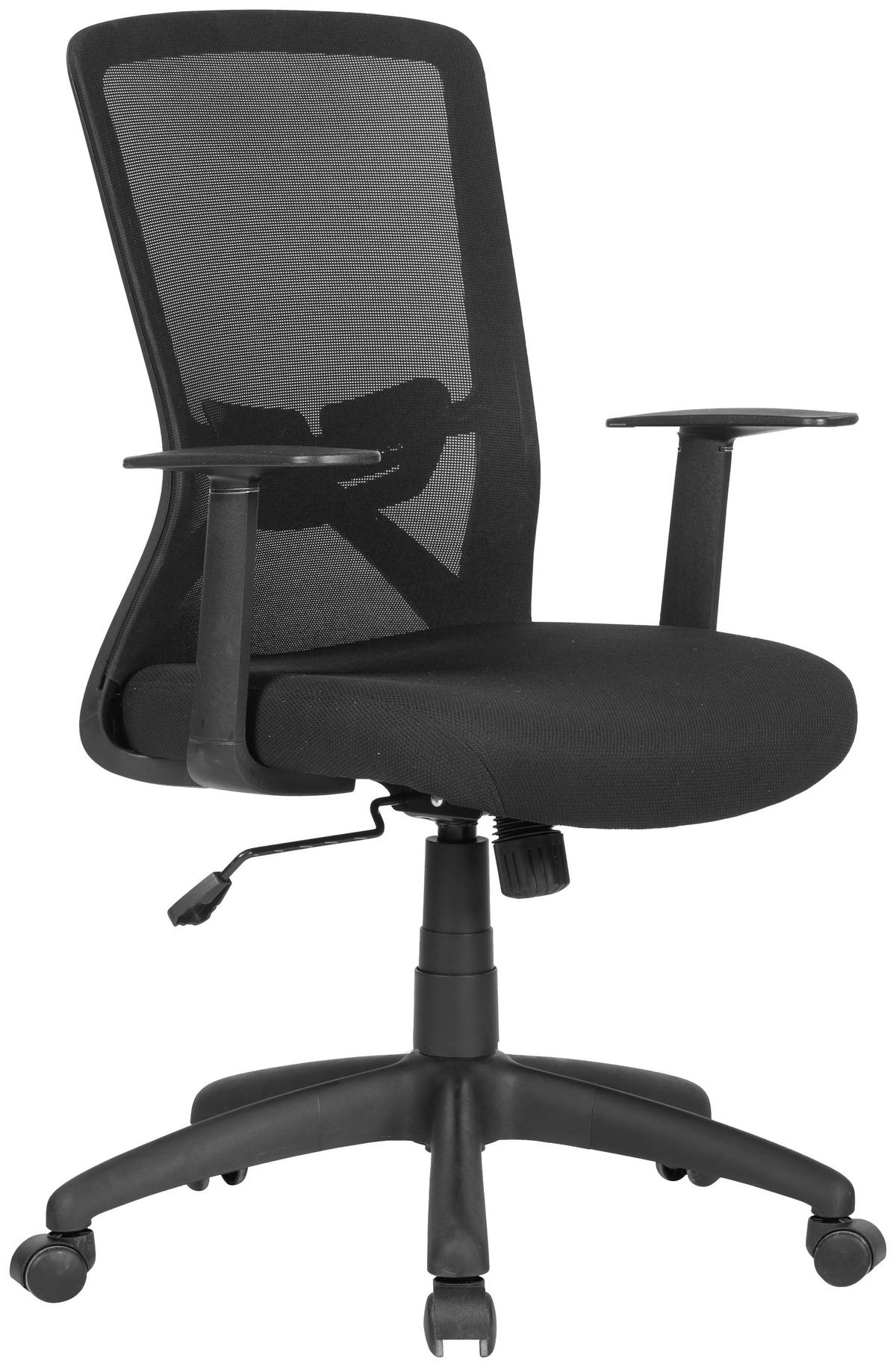 Drehstuhl Long Schwarz - Schwarz, MODERN, Kunststoff/Textil (52,5/95,5-103/60,5cm) - MID.YOU