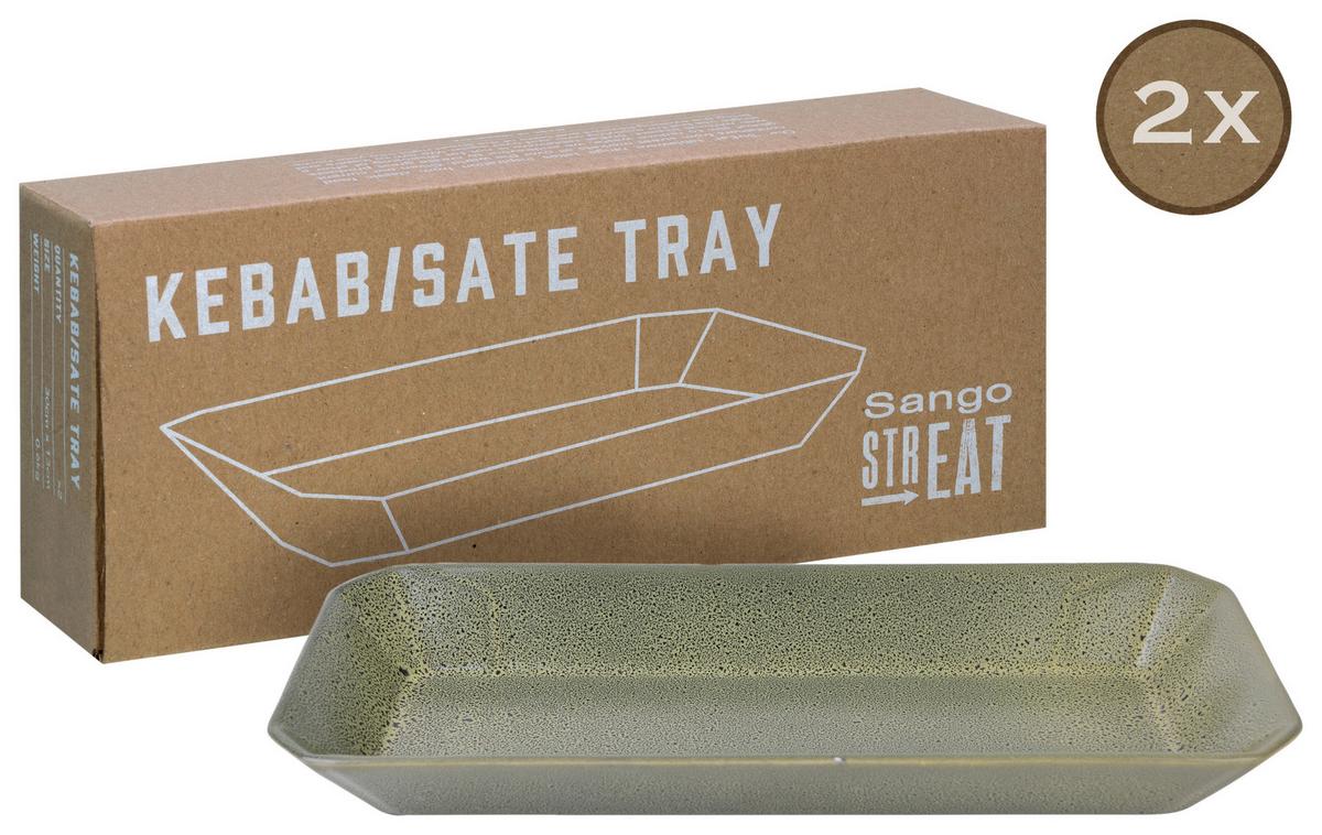 Set Podstavkov Street Tray Kebab, 2-Delni - zelena, Basics, keramika (13/30cm) - Creatable