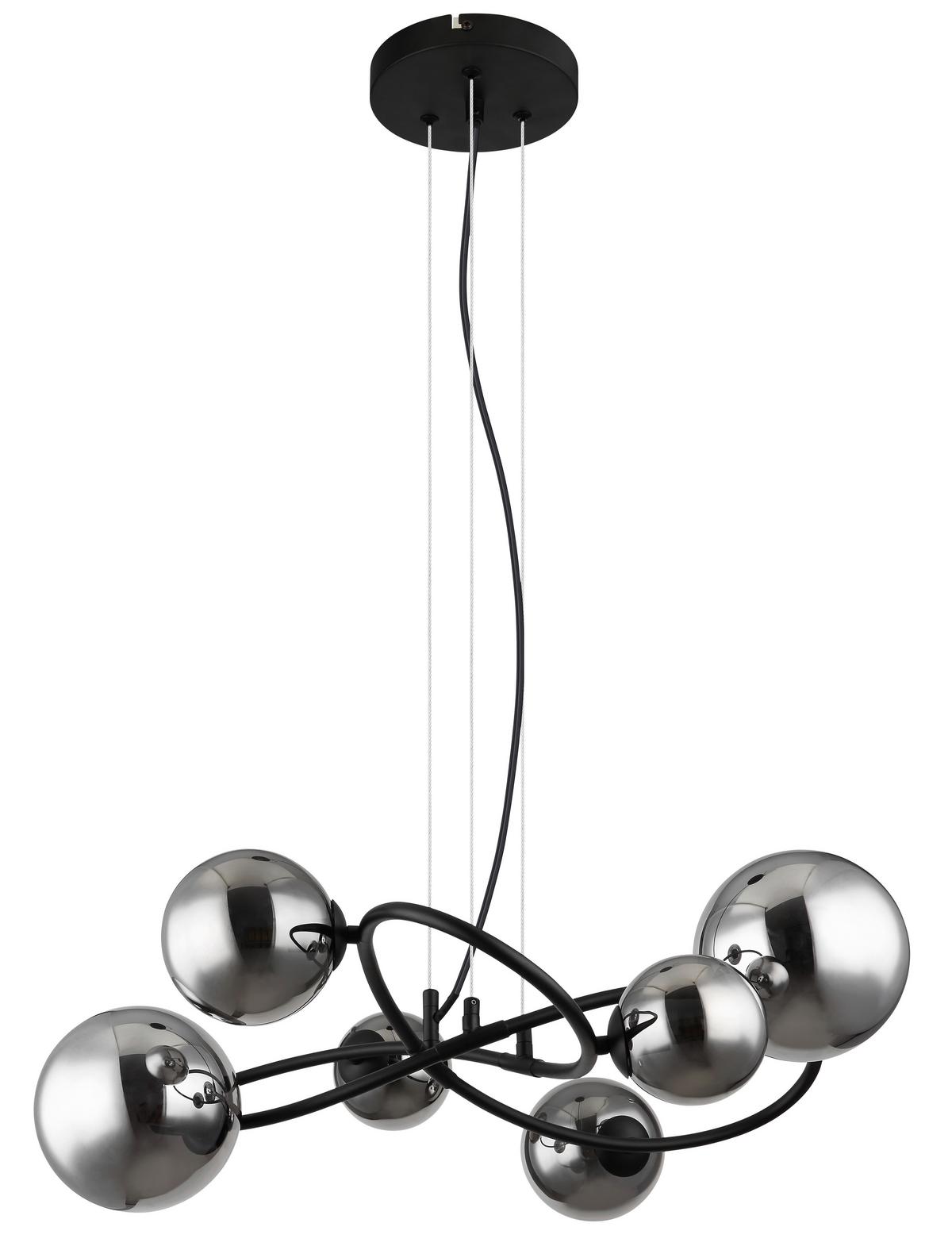 LED-Hängeleuchte Riha Schwarz max. 3,5 Watt - Transparent/Schwarz, Design, Glas/Kunststoff (62,2/58,8/120cm) - Globo