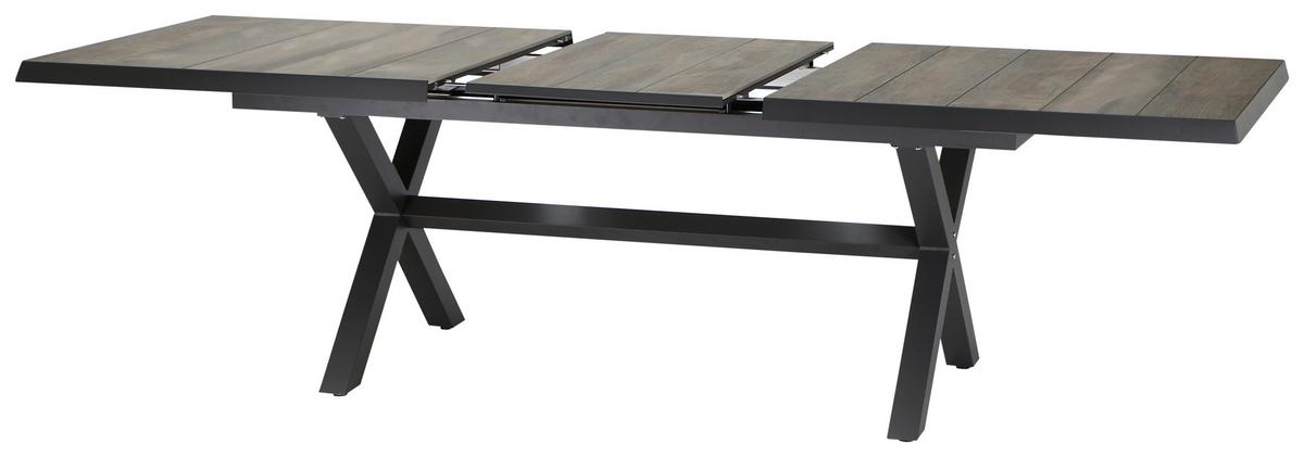 Gartengarnitur Corido 5-tlg. Grau - Anthrazit/Grau, Basics, Keramik/Kunststoff (100/109/200cm) - Siena Garden