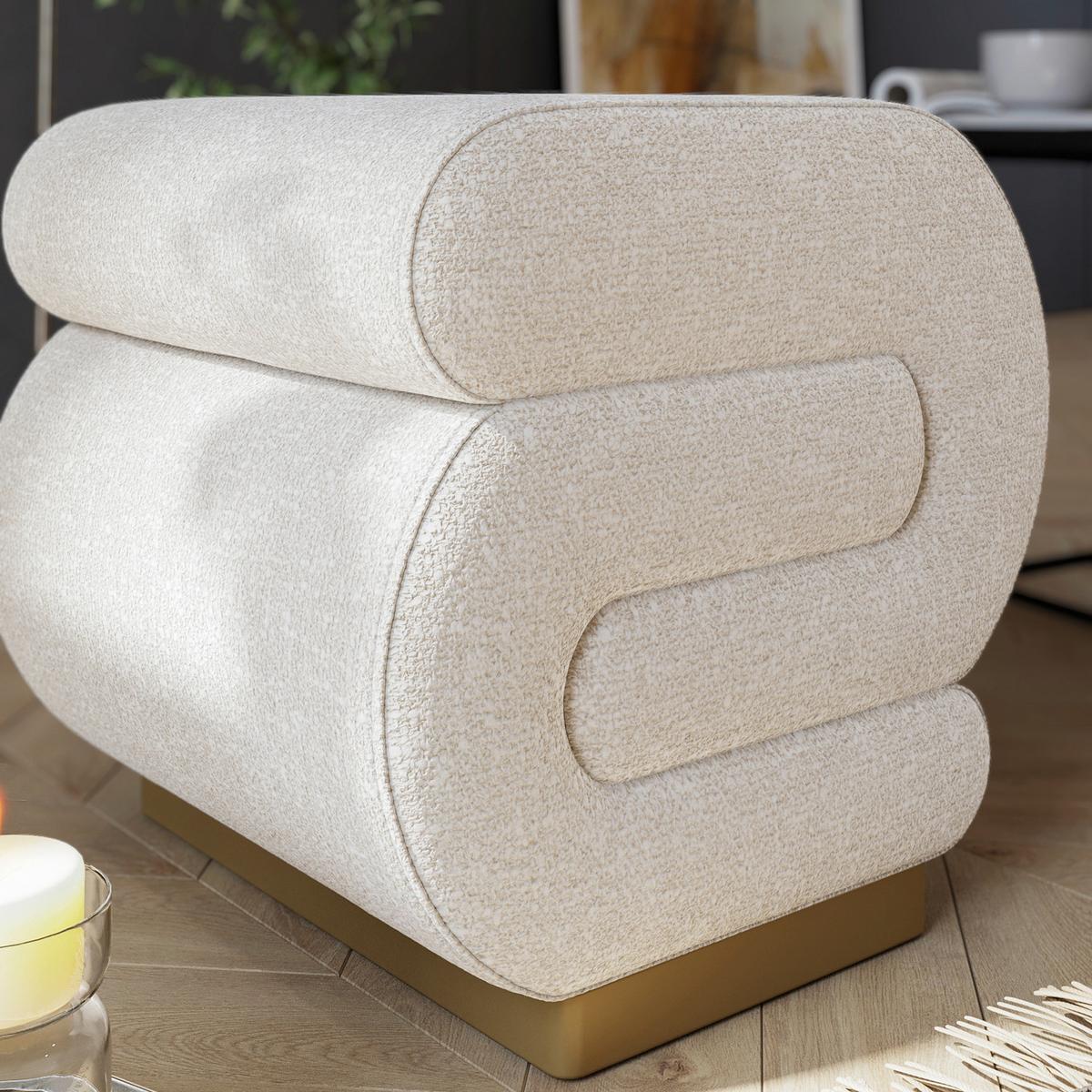 HOCKER SALLY FUßBANK - Beige/Goldfarben, Design, Textil/Metall (40/42/42cm) - Livetastic